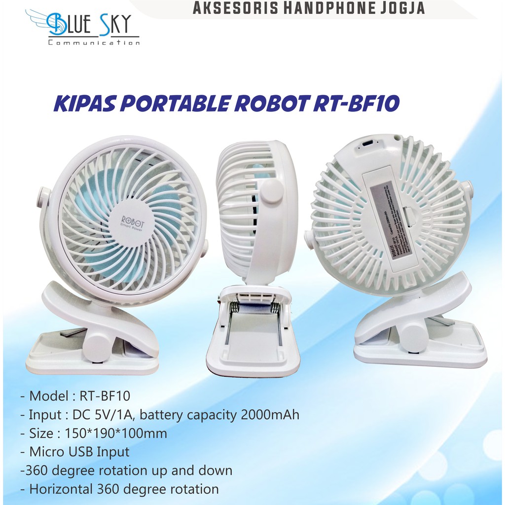 KIPAS ANGIN BATERAI ROBOT PORTABLE USB MINI FAN RT-BF10