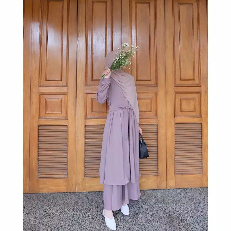 Baju Gamis Syari Wanita Terbaru Amelia Set (Outer+Rok) Termurah