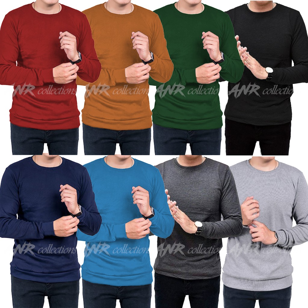 Sweater Basic Oblong Polos Pria/Cowok - Hitam/Abu Misty/Merah/Biru Navy