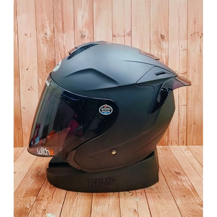 HELM INK DYNAMIC SOLID BLACK DOF - PAKET GANTENG - VISOR IRIDIUM PNP - SPOILER 2D-3