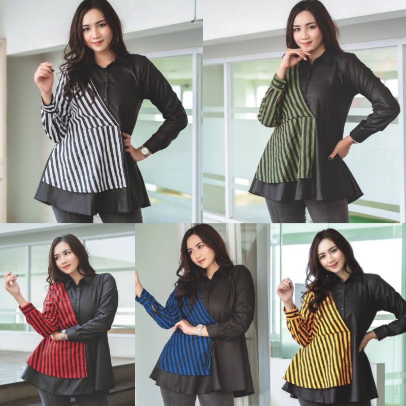 Blouse kerah salur