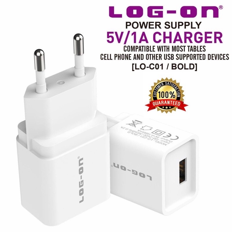 PROMO 1PCS BATOK CHARGER TRAVEL ADAPTOR LOGON LO-C01 1USb 1.2A NEW