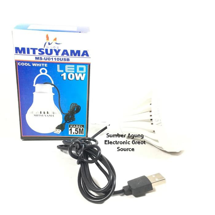 Lampu LED USB 10W Mitsuyama MS-U0110UB Cahaya Putih Kabel 1.5M DC