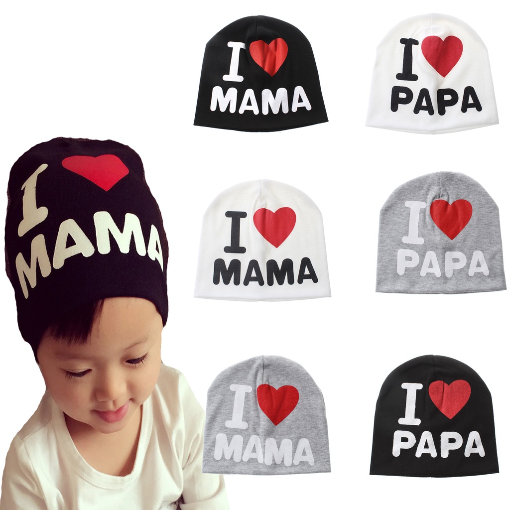 NEW Topi kupluk bayi dan anak i love papa mama