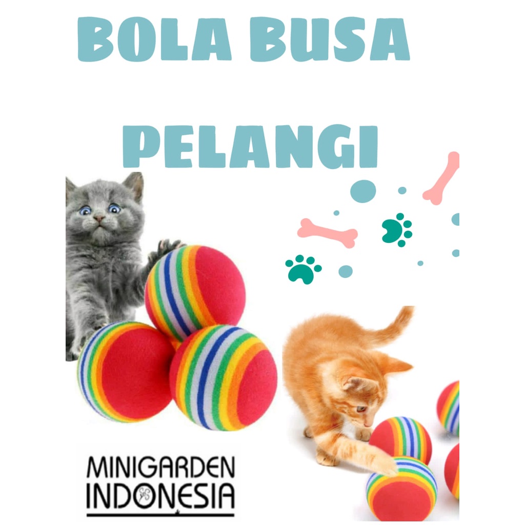 MAINAN HEWAN BOLA PELANGI BUSA ANJING KUCING PET TOY RAINBOW BALL