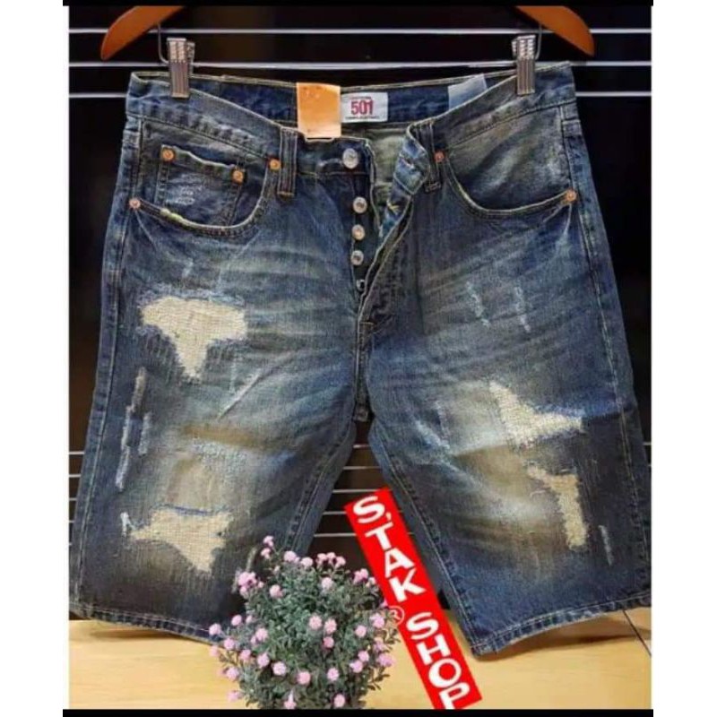 Celana Pendek 501 Pria Model Sobek2 Terlariss