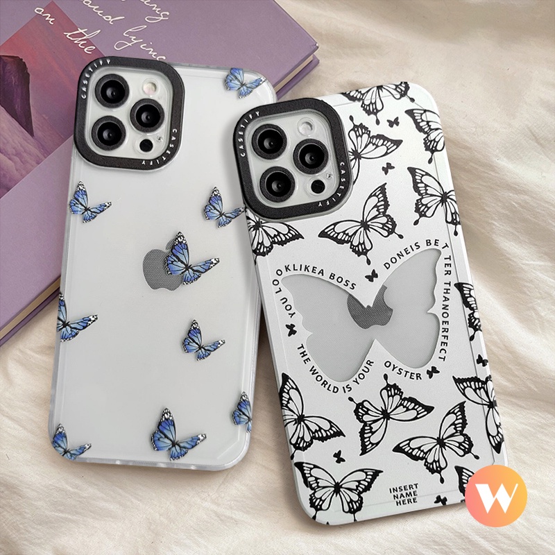 Trend CASE.TiFY Butterfly Phone Case Compatible for iPhone 11 12 13 Pro Max XR X XS MAX iPhone 6 6s 7 8 Plus SE 2020 Transparent Fashion Soft TPU Camera Protector Back Cover