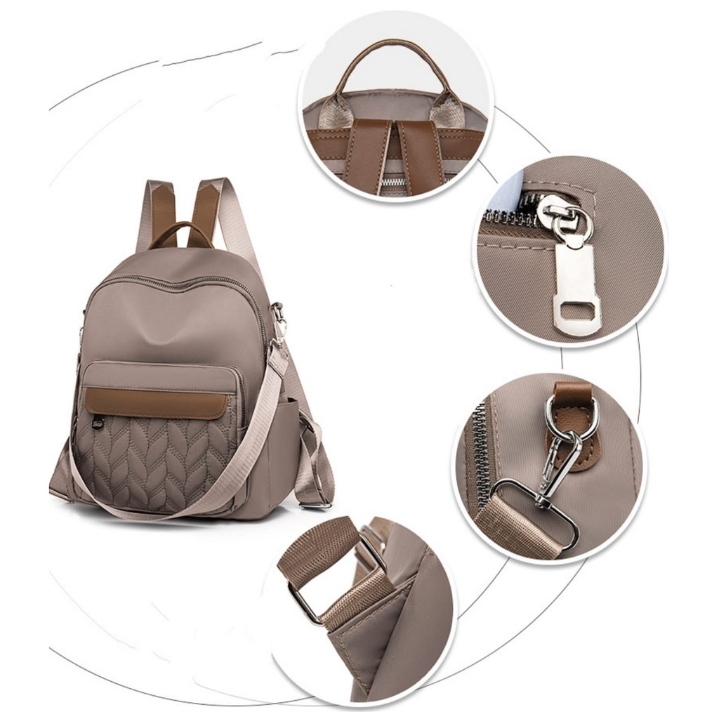 TAS RANSEL WANITA ANTI AIR IMPORT CEWEK GENDONG PUNGGUNG TA605B7 CECILE BACKPACK KHAKI KOREA SEKOLAH KULIAH KERJA PREMIUM REMAJA KEKINIAN MURAH BATAM FASHION BRANDED