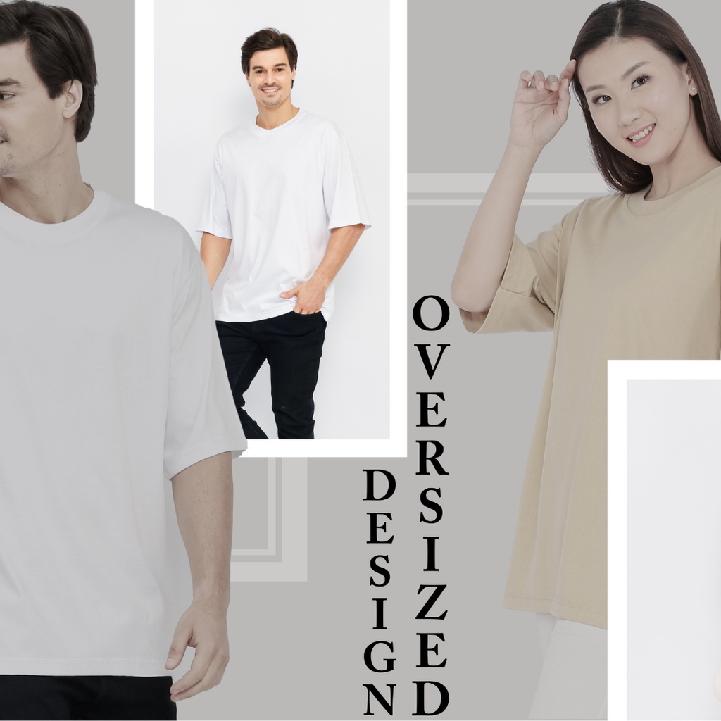 KAOS POLOS OVERSIZE PRIA &amp; WANITA COTTON COMBED 24s BAJU BIG SIZE KOREAN STYLE TSHIRT OVERSIZED