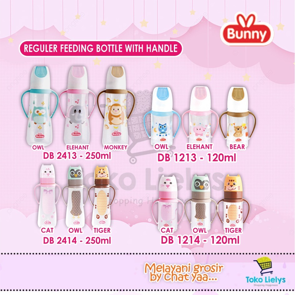 LUSTY BUNNY BOTOL SUSU BAYI REGULER SLIM NECK DENGAN GAGANG TL