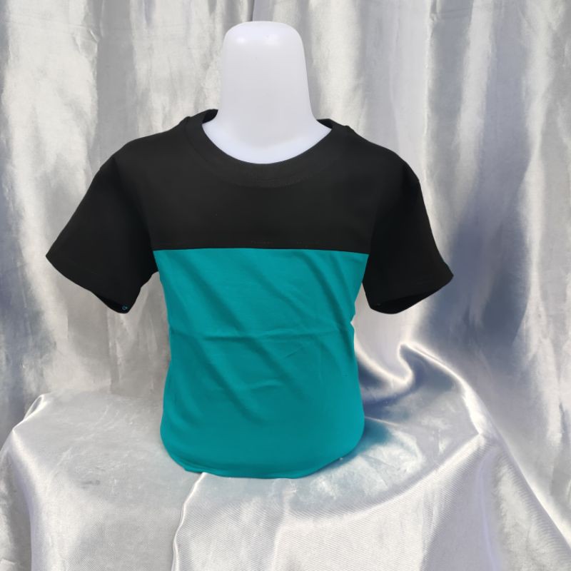 Kaos Polos Reglan Kombinasi HITAM-TOSCA uk 20 22 S M L Xl XXL