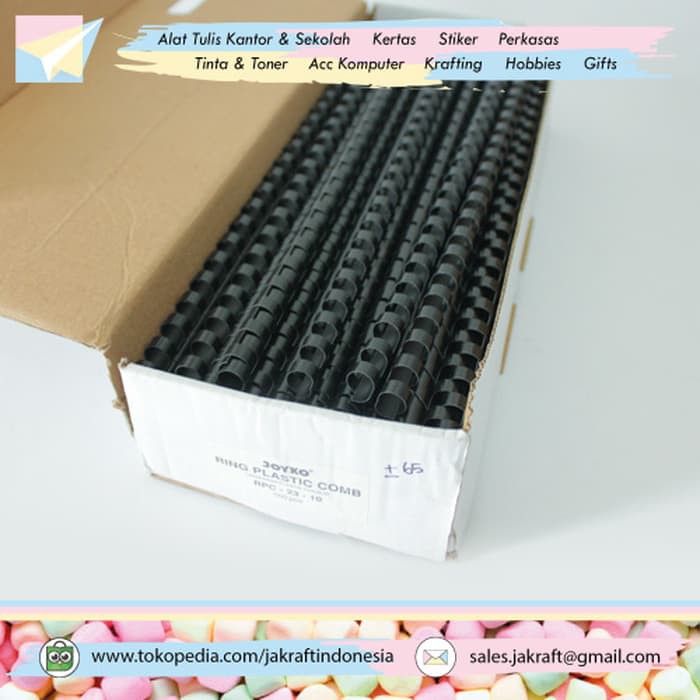 

Spiral Plastik Jilid 10 mm 23 Lubang F4 isi 100 Hitam 3/8 inch JOYKO