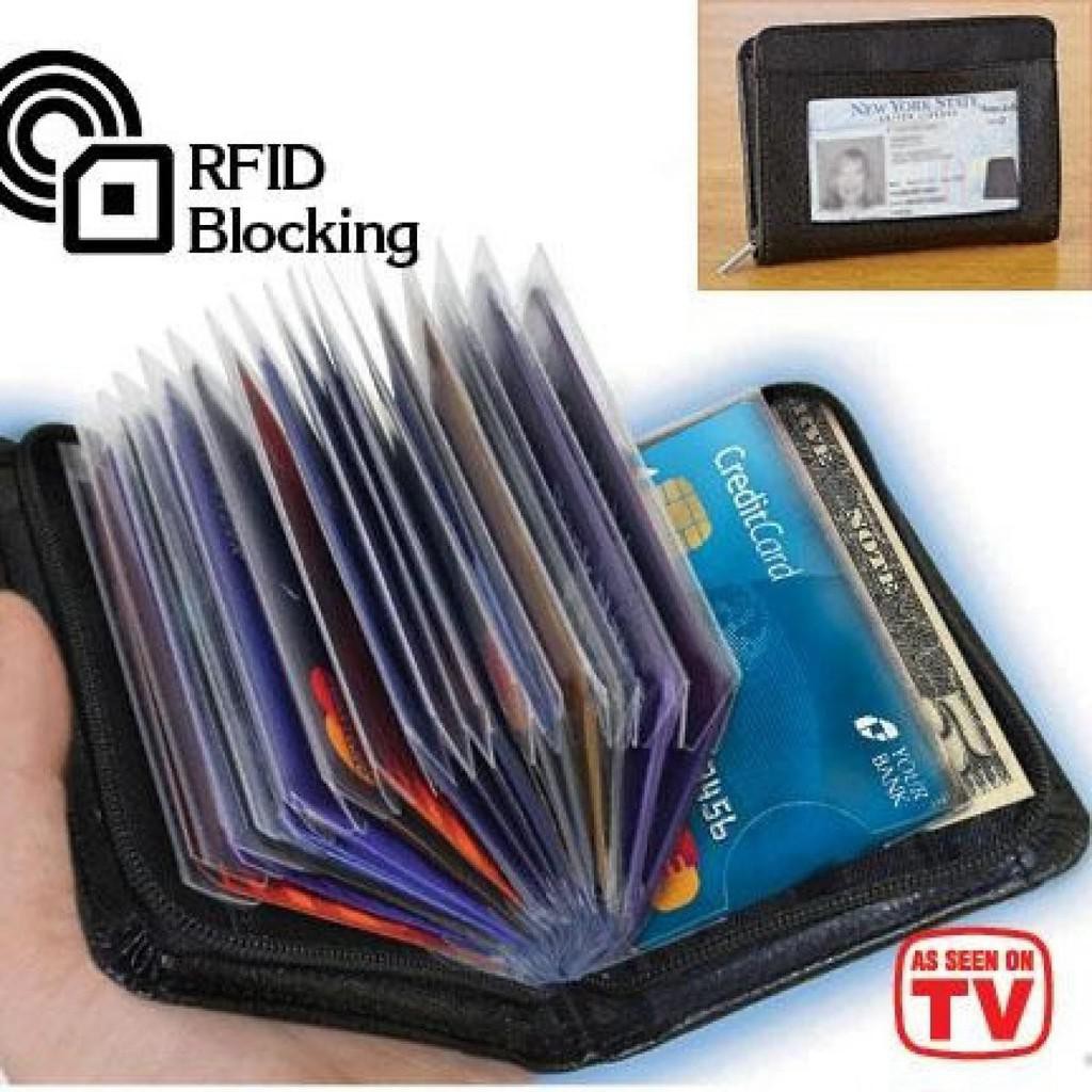 [BISA COD] Lock Wallet Dompet Kartu Kredit Secure RFID Blocking - 789522-Hitam