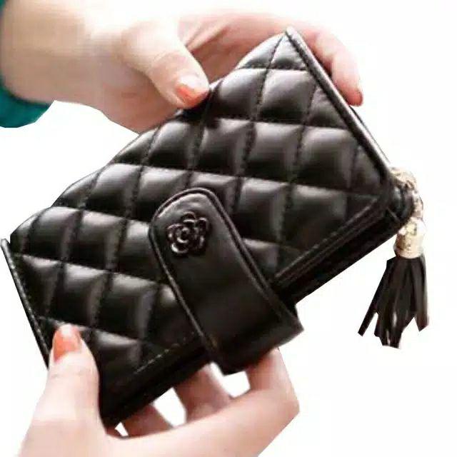 OCHOT DOMPET FLOWER#DOMPET WANITA MURAH MAHIKA/DOMPET SIMPLE/DOMPET JAIT#DOMPET-Hitam