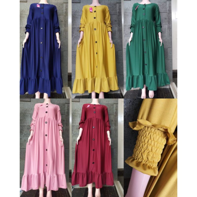 Gamis lemonskin sinia/canda lis/rempel bhn melar byk,lumayan tebal,adem |bs ecer| oshin grosir kudus