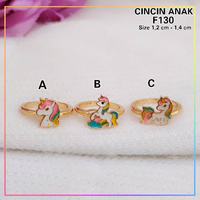 Cincin xuping cincin anak unicorn/little pony lapis emas gold F130