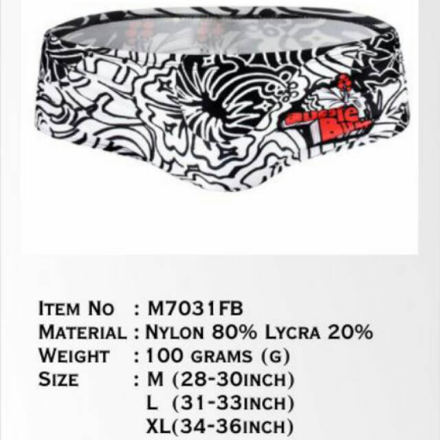 Celana Renang Pria Aussiebum Retro Swimwear M7031 Flower Black