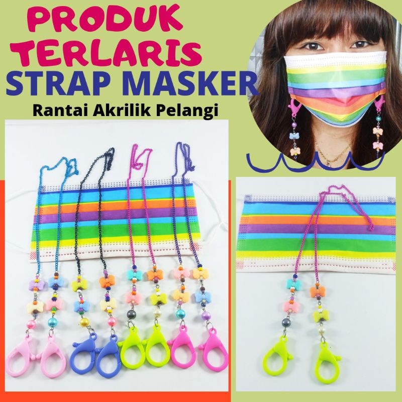 Strap Mask Rantai Masker Akrilik Pita - Lanyard Konektor Kalung Masker Handmade Tokopelanginicer