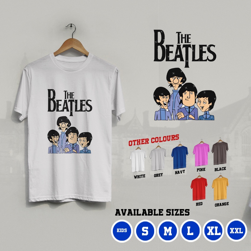KI/422 Kaos The Beatles Band Cartoon Premium T-Shirt Anak dan Dewasa