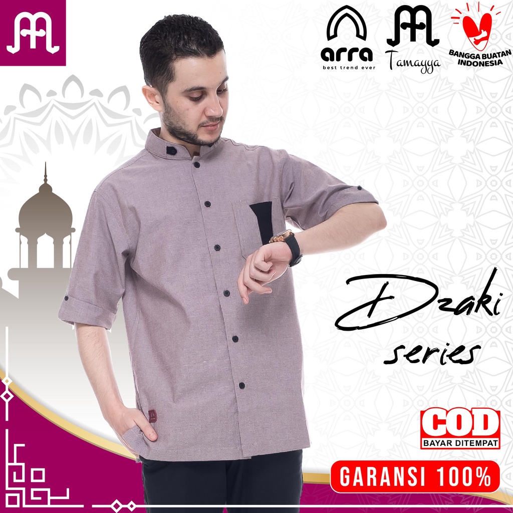 Baju Koko Pria Lengan Pendek Original Arra Dzaki Baju Muslim Pria Koko Laki Laki Kemko Rabbani Koko 