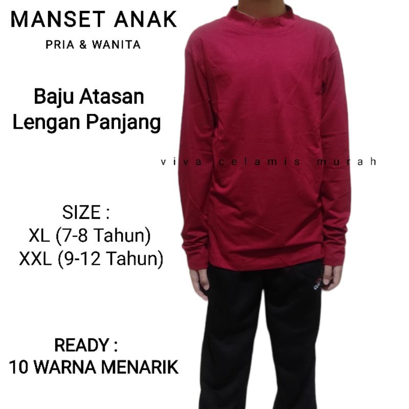 Baju Manset Anak PRIA &amp; WANITA  USIA 7-12 TAHUN  -Baju Tidur - Baju Luaran Lengan Panjang Gaya Casual-  Katun Spandex Premium -Adem Lembut Nyaman Dipakai