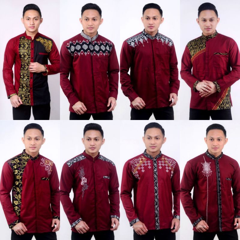 (BISA COD )ALL GROSIRKOKO DEWASA LENGAN PANJANG MOTIF BORDIL EMAS MERAH MARUN MARON RAMADHAN KURTA K