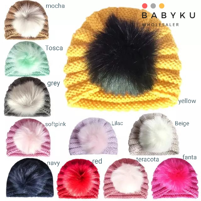 Topi kupluk anak bahan rajut / Turban rajut anak