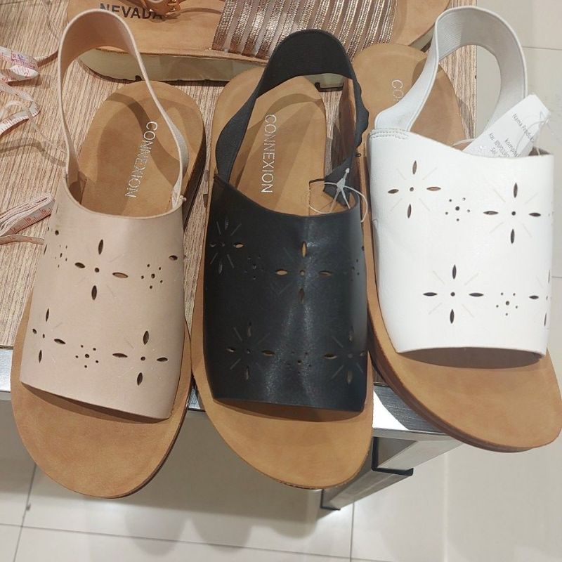 connexion sandal flat wanita model selop ada tali belakang size 36-40