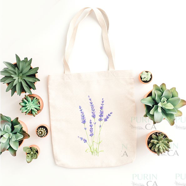 Tote bag Kanvas Aesthetic Model Flower Bunga