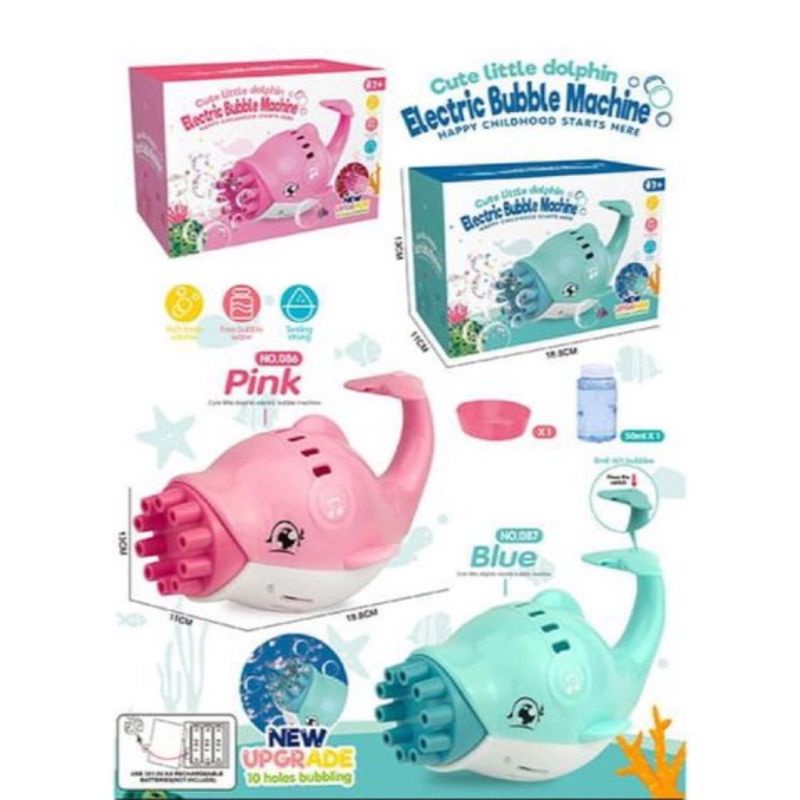BUBBLE GUN 10 MATA /ELECTRIC BUBBLE MACHINE /DOLPHIN BUBBLE/ PISTOL GELEMBUNG DOLPIN
