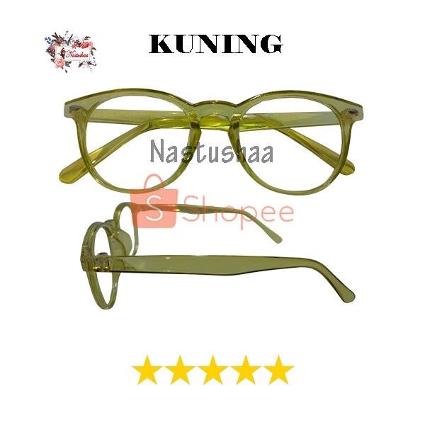 Kacamata Normal Wanita dan Pria Eyeglasses Lensa Transparan Kaca Mata Fashion Gaya Korea Oval Unisex FREECASE