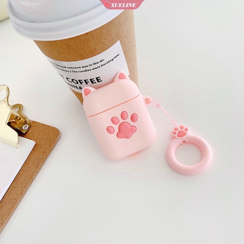 Casing Soft Case Silikon Bentuk Telapak Kaki Kucing Untuk AirPods 1 / 2 Pro