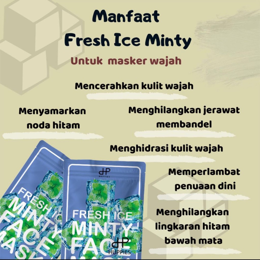 [HUPPIES.ID] FRESH ICE MINTY FACE MASK - BPOM / CLAY MASK / ZIP LOCK