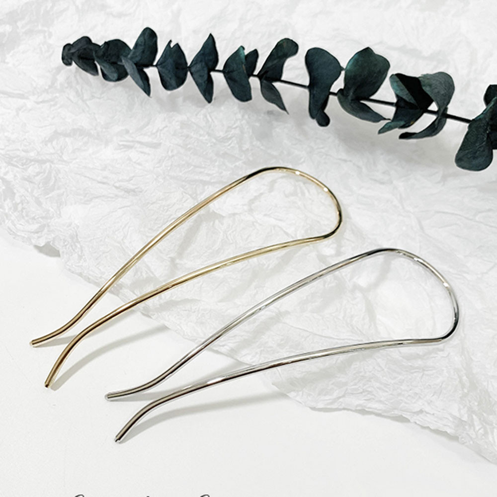 【COD Tangding】Jepit Rambut Bentuk U Warna Silver / Gold