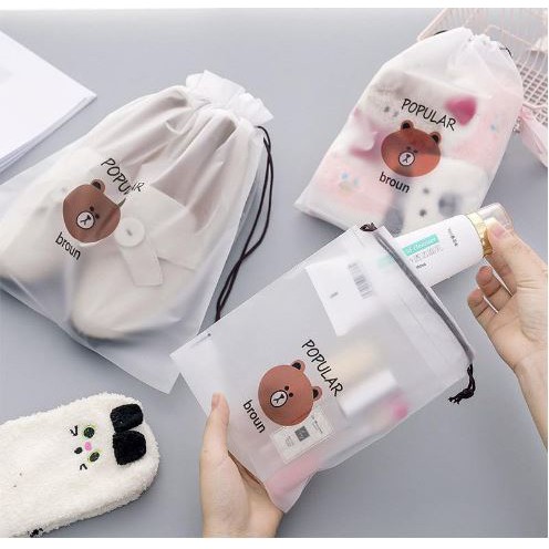 (NCS) TAS POUCH TRAVEL BROUN Serut Kosmetik Serbaguna Anti Air Waterproof Organizer Bag Import