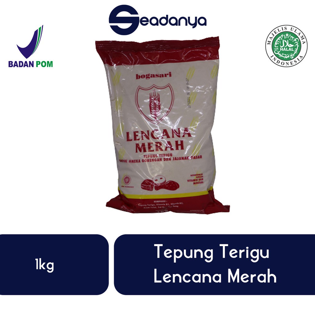 

Tepung Terigu Lencana Merah 1kg - Halal MUI & BPOM