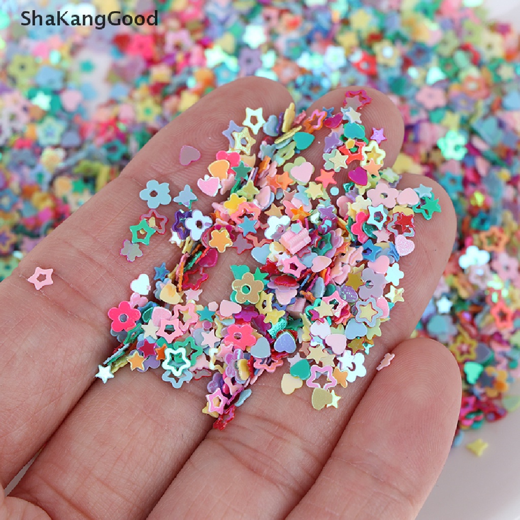 Glitter Flakes Bentuk Bintang Hati Bahan Resin Berat 15g Untuk Dekorasi