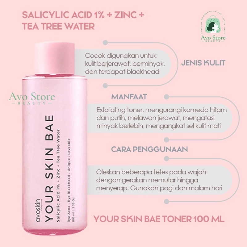 Avoskin YourSkinBae Toner Niacinamide 7% + Alpha Arbutin 1% + Kale 100ml