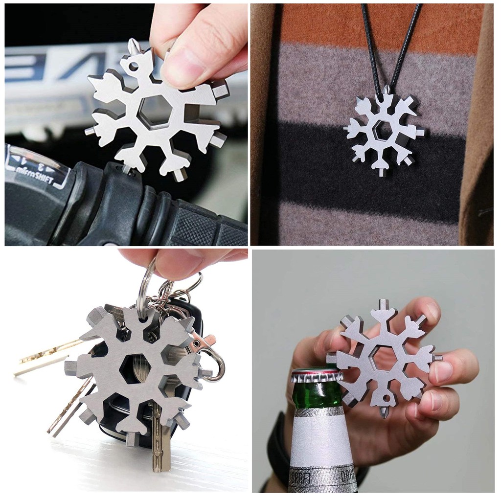 KUNCI SALJU 18 In 1 Portable Multi Snowflake Shape Wrench Saker kunci multifungsi GANTUNGAN KUNCI AA