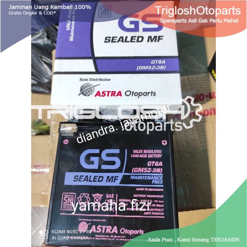 aki kering gs astra asli yamaha fizr