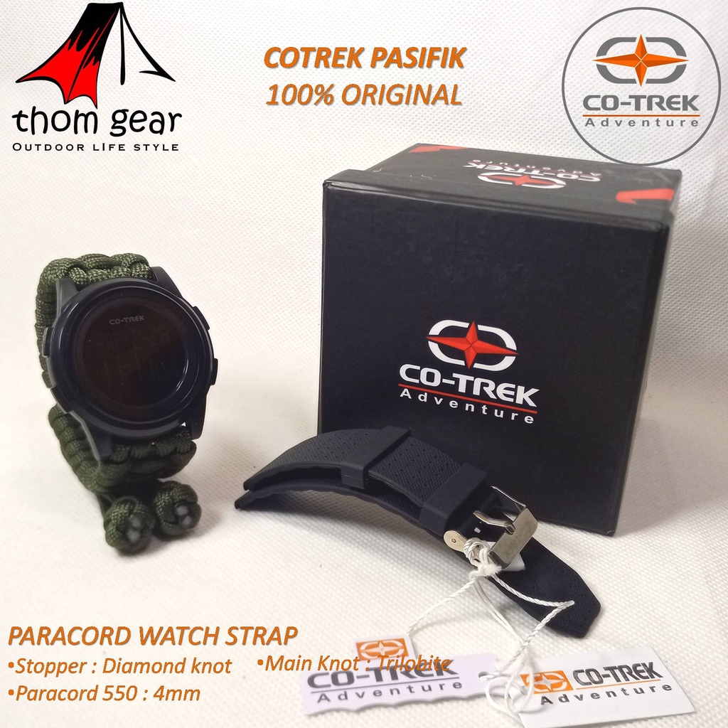 Cotrek Jam Tangan Sport Strap Paracord Survival Seri Pasifik Caco 0068 Outdoor Adventure Tactical Terbaru 2022 Waterproof Water Resistance 30 Meter Digital Dual Time Stopwatch Countdown Timer Backlight Original Ori Thomgear Jakarta Pare Pare