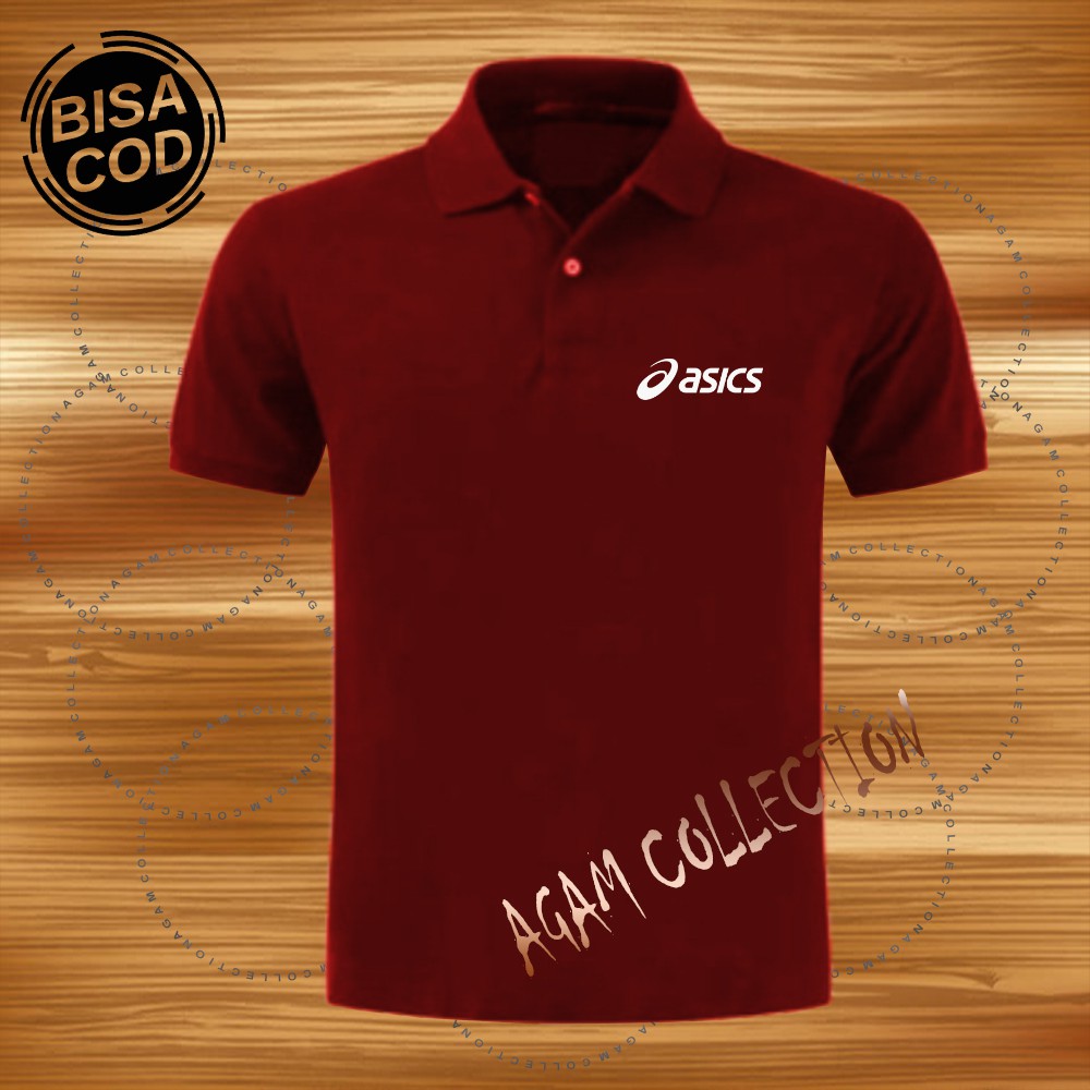 Agam Collection Baju Polo Kerah Distro Asic5 Text Putih Lengan Pendek Premium Quality