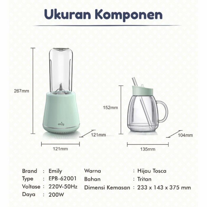 Emily - Portable Blender With Bottle & Mug Blender Jus 1 Liter #98