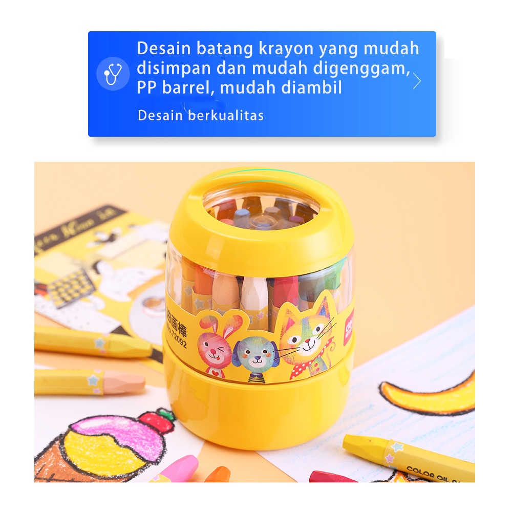 Deli 12/24 warna oil pastel desain Barrel, mudah untuk diambil dan ditempatkan 72090 72092