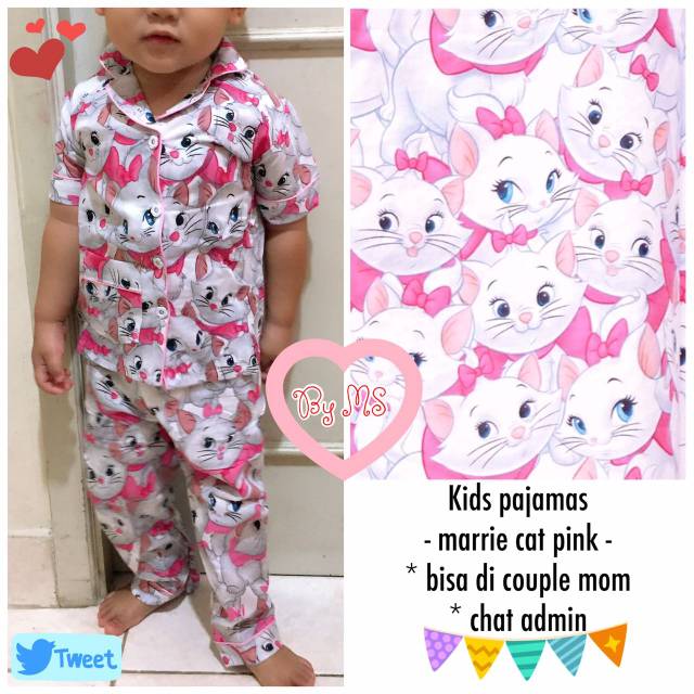 PIYAMA ANAK MARRIE CAT baju tidur balita couple mom kid pasangan baju tidur kekinian lucu murah