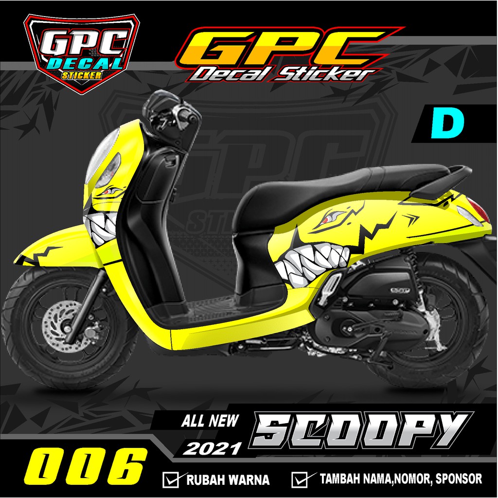 Decal Sticker All New Scoopy 2021 006 Design Hiu Shark Dekal Stiker Striping Fullbody Motor Honda Shopee Indonesia