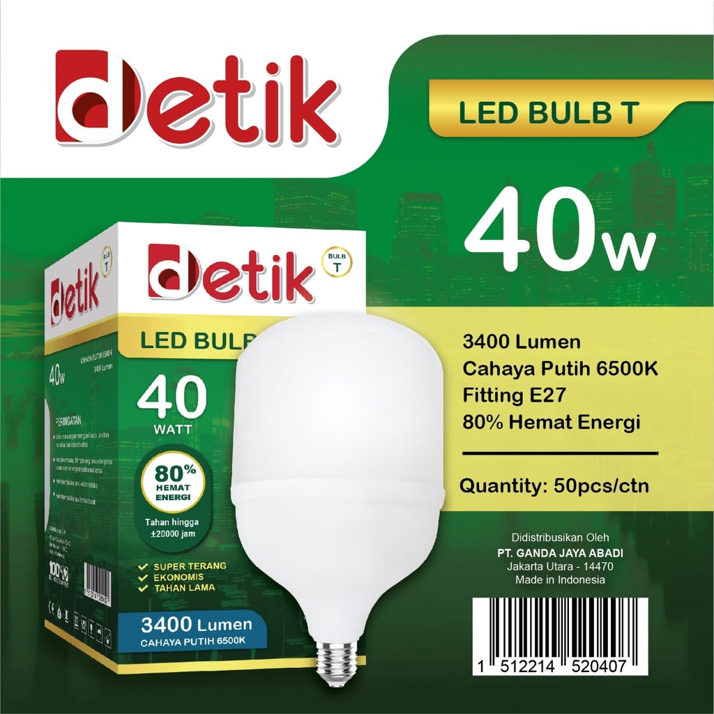 DETIK Lampu LED Capsule 40 Watt - Cahaya Putih (Garansi 1 Tahun)