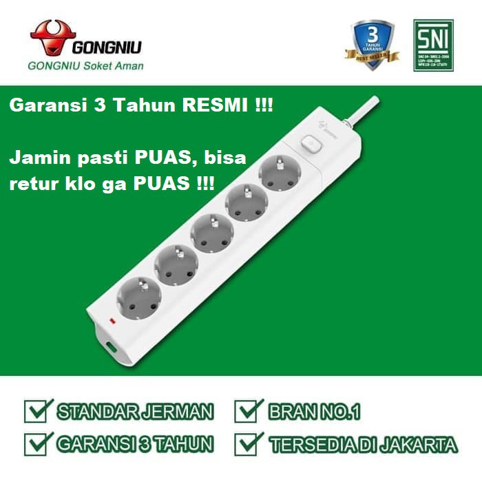 Goneo Power Strip 5 LUBANG G1050-15 (Cord-Lenght=1.5m) White