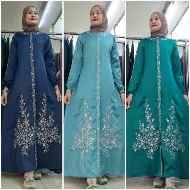 New Gamis Cantik Katun Toyobo Mix Bordir Komputer