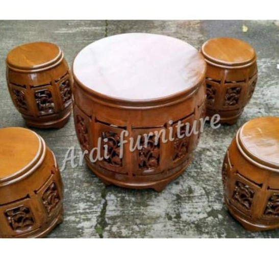 Kursi teras unik meja kursi bundar bahan kayu jati kursi tamu kursi taman ukir jepara